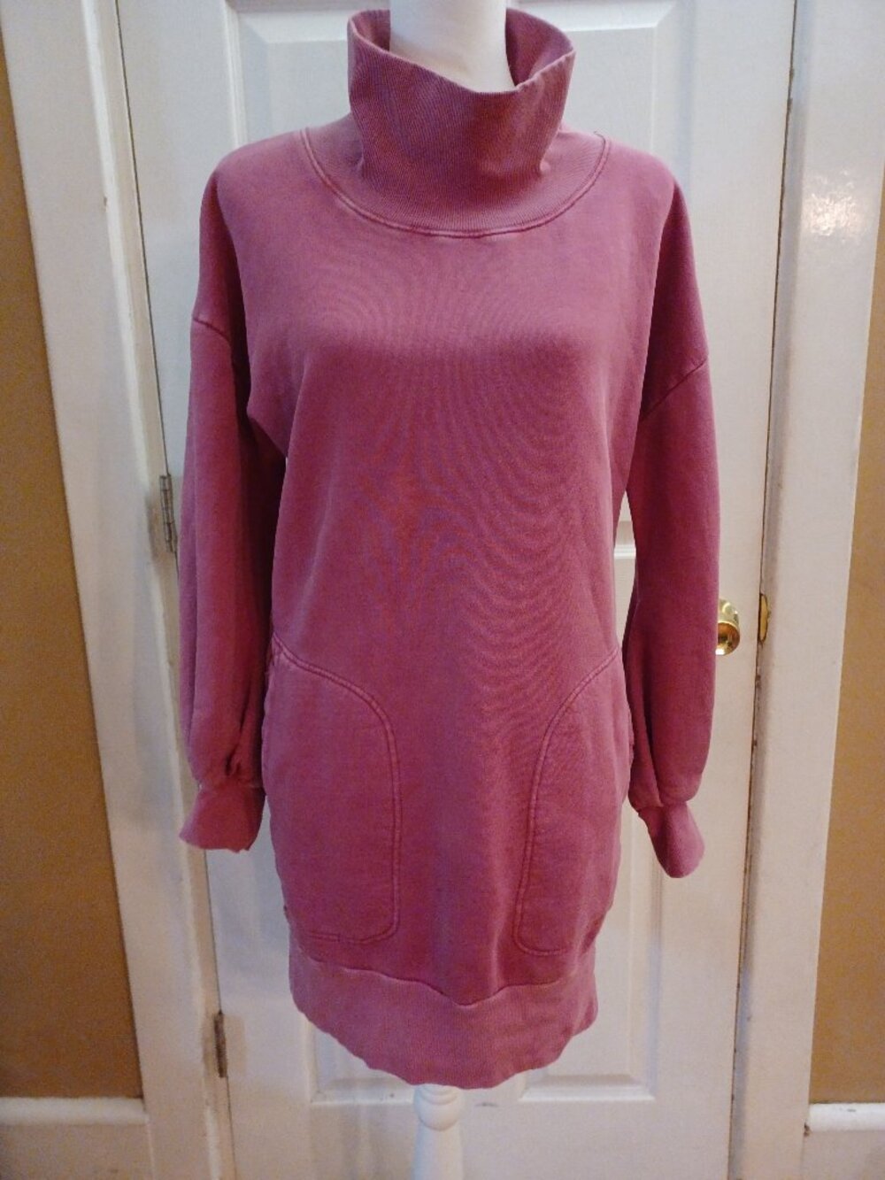 Free People We The Free Ella Mock Neck Oversized Sweatshirt Dress Pockets